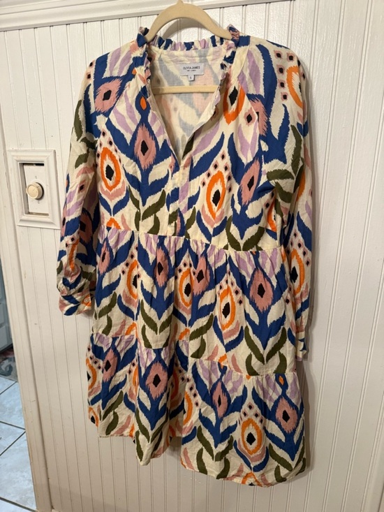 Dresses & Skirts - Olivia James The Label Waverly Ikat Print Long Sleeve Small Mini Dress